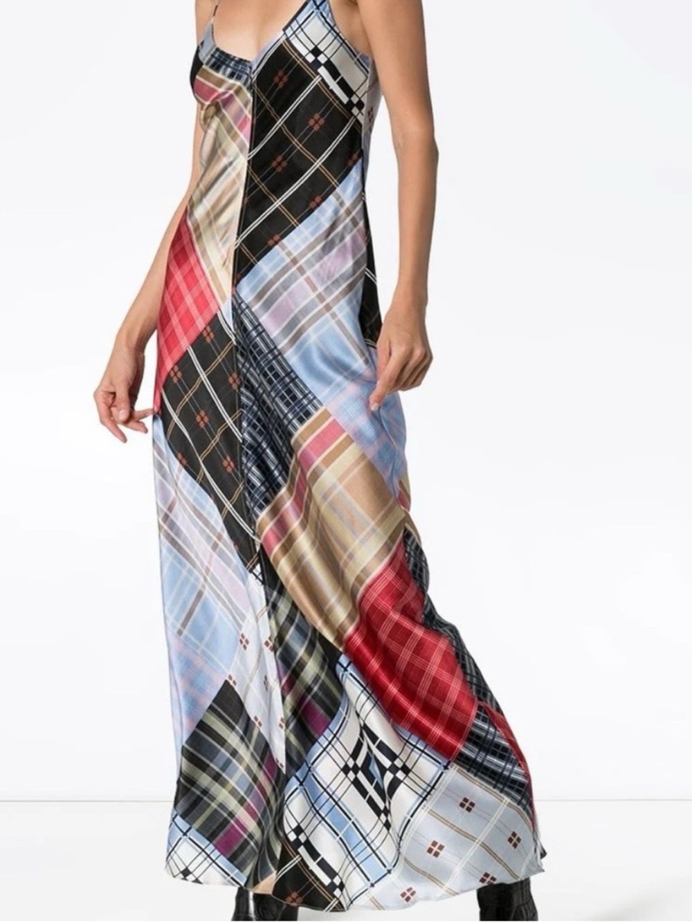 Ganni Plaid Slip Maxi Dress